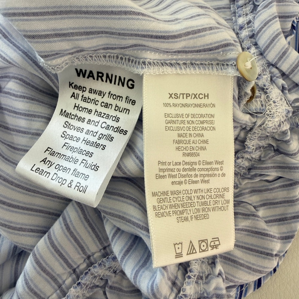 Eileen West Nightgown Womens XS Blue White Striped Lace Trim Ruffle Hem - Picture 6 of 7